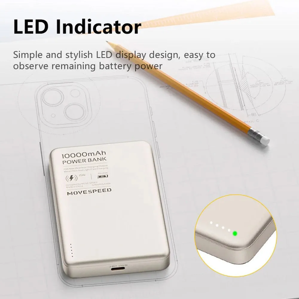 Movespeed S10 Ultra-Thin Magnetic Power Bank 10000mAh PD20W Titanium Gold