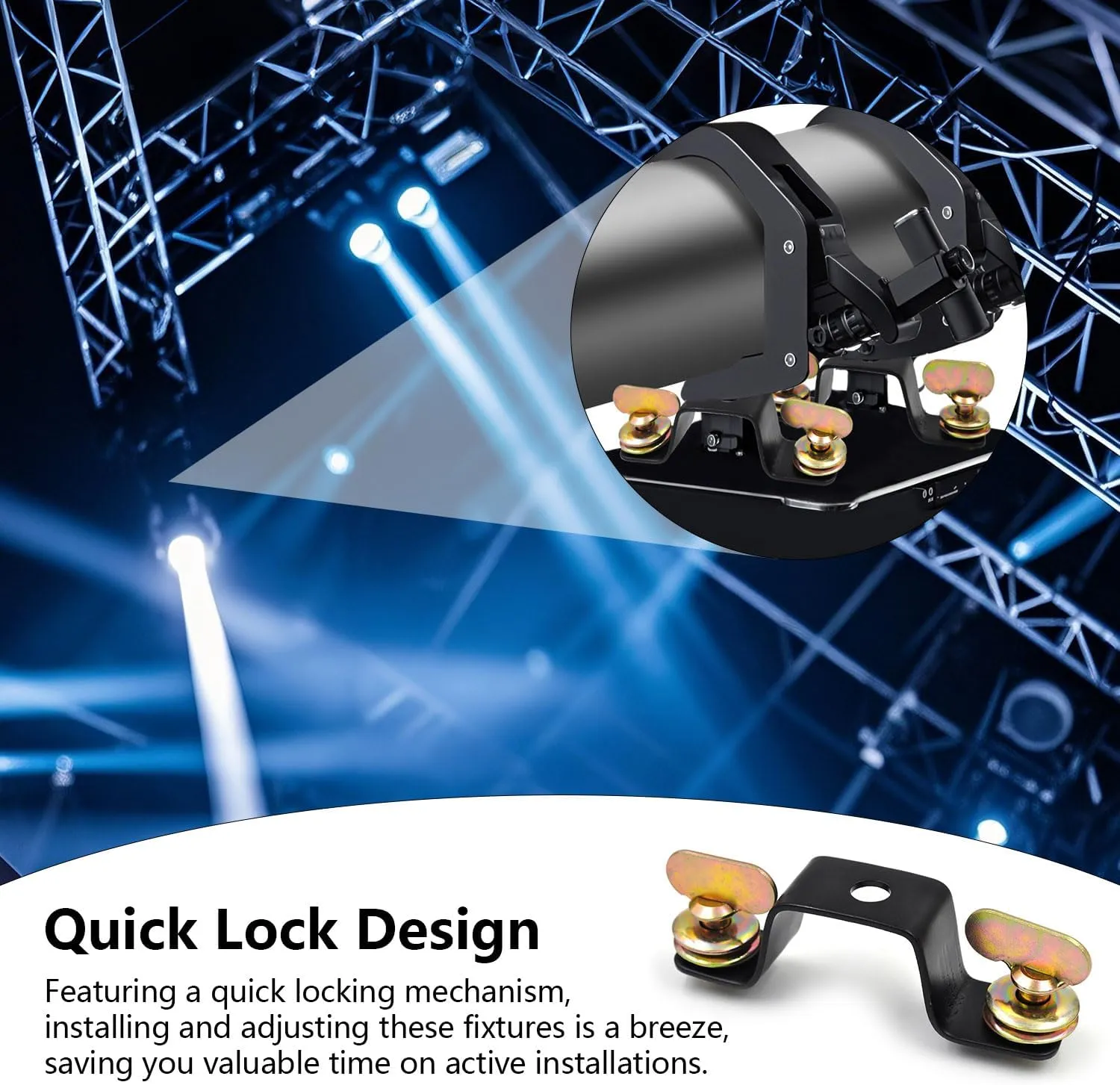 Moving Head Light Bridge Connector Truss Clamp Stage Light Clamps, Bracket Connector Spacing 10.5cm, Quick Lock, 12 mm Aperture Diameter, 220 lb Load Capacity 8 Pack