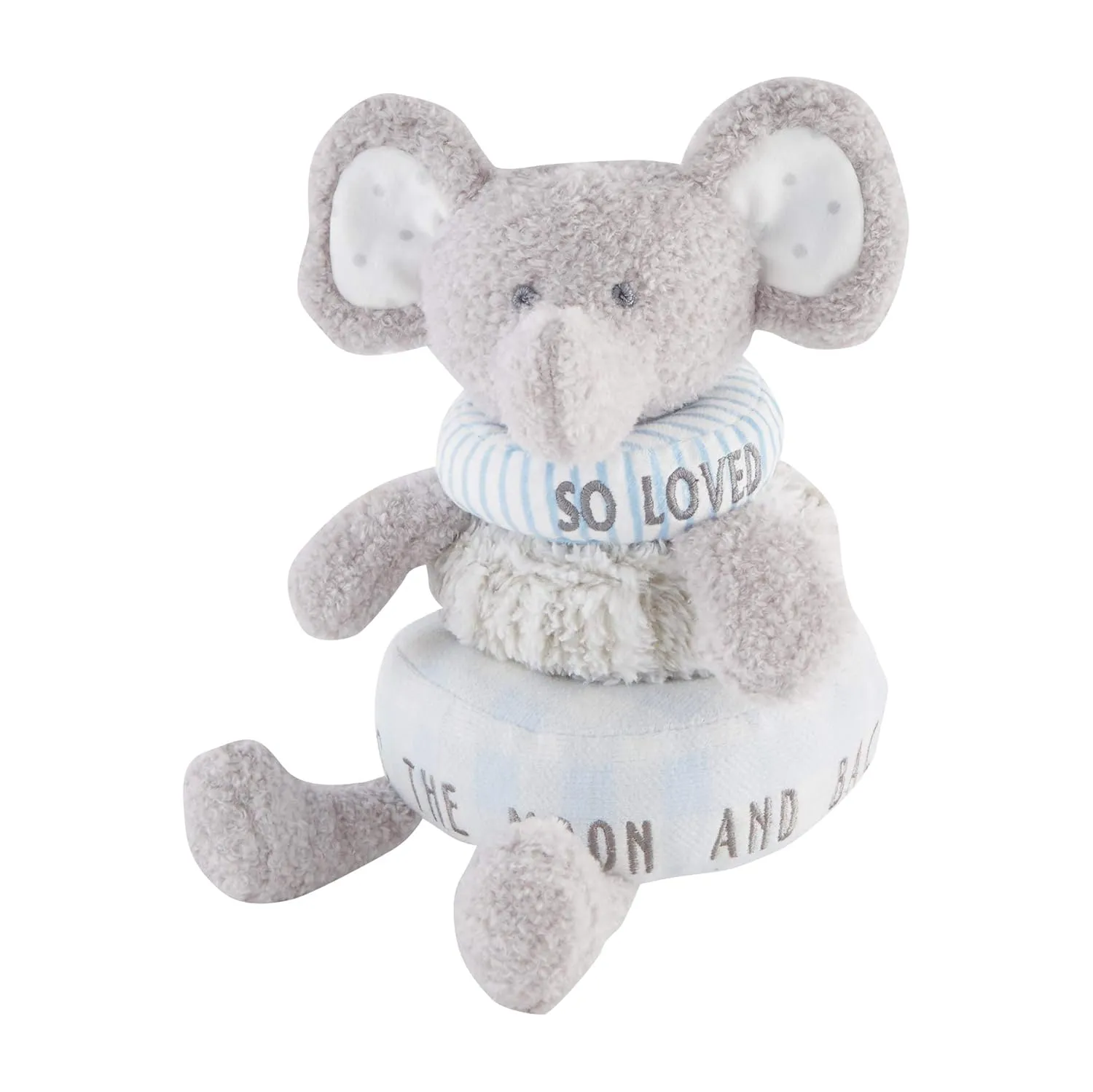 Mud Pie Elephant Plush Stackable Toy, Blue