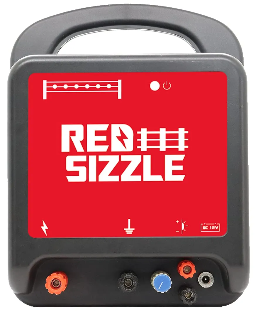 Multi-Powered Electric Fence Charger | Red Sizzle 62MBS | Powerful Electric Fence Energizer for Large Pastures | 6.5 Joules | Protection from Bears, Deer and Other Predators for 62 Miles of Fence
