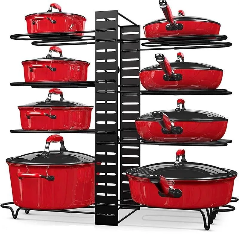 Multi-Tier Adjustable Kitchen Pan Organizer - Space-Saving Cookware Rack