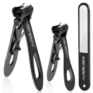 Nail Clippers for Thick Nails, Extra Wide Jaw Opening Nail Cutter for Hard Toenail, Stainless Steel Fingernail Big Toenail Trimmer with Nail File 3 Pcs Set for Large Toe Nail Seniors & Men & Women