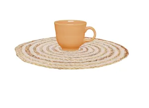 Natural Jute White & Beige TableMat / Dinning mat / PlacemaHandmakers  Natural Jute Round Dining Table Placemats for Utensilts  (Set of 6)