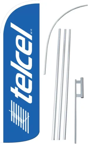 NEOPlex - "TELCEL" 12-Foot Super Swooper Feather Flag with Heavy-Duty 15-Foot Pole and Ground Spike