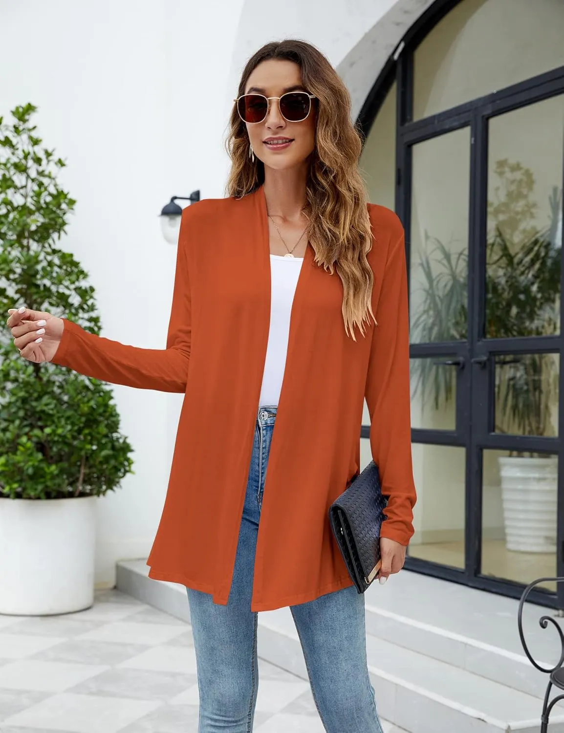 Newchoice Womens Casual Lightweight Long Sleeve Cardigan Soft Drape Open Front Fall Dusters (S-3XL)