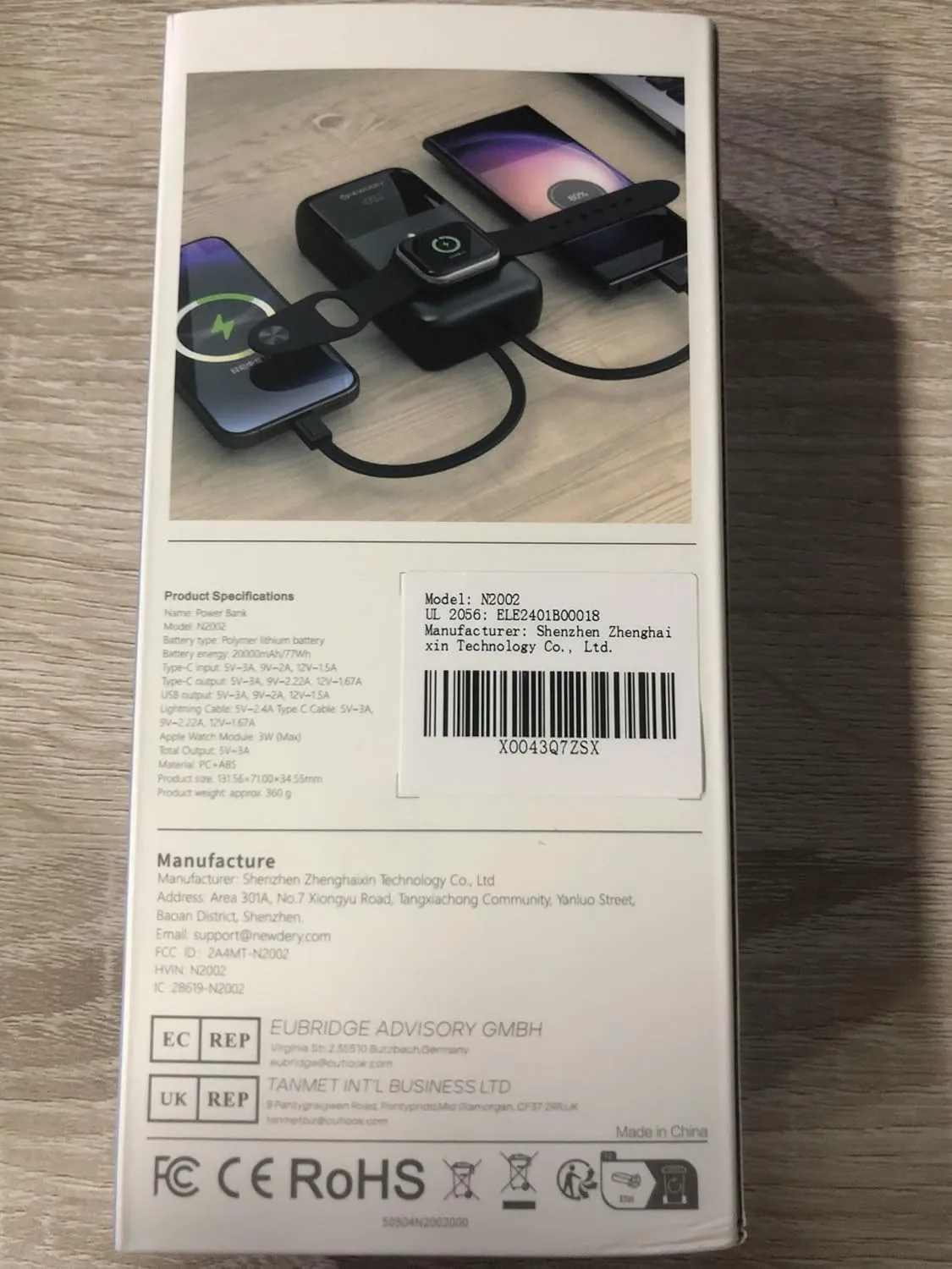 NEWDERY 20000mAh Portable Charger for Apple Watch, Power Bank Built-in Cables, PD 20W Fast Charging Travel Battery Pack with USB C Cable for All iWatch, iPhones, iPad, Samsung More Phones Tablets