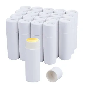NICENEEDED 20 Pcs Empty Paperboard Lip Balm Tubes, Refillable Kraft Paper Lipstick Tube, Round Cardboard Lip Gloss Container Solid Perfume Tube Cosmetic Box for DIY Lip Gloss Balm and Chapsticks