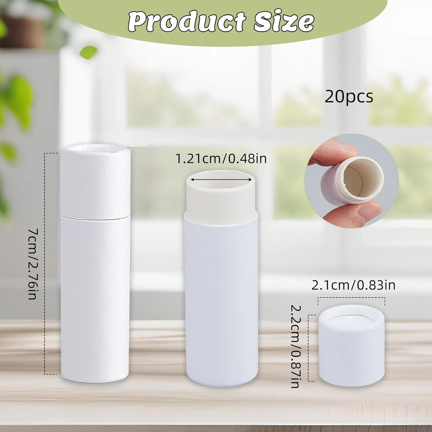 NICENEEDED 20 Pcs Empty Paperboard Lip Balm Tubes, Refillable Kraft Paper Lipstick Tube, Round Cardboard Lip Gloss Container Solid Perfume Tube Cosmetic Box for DIY Lip Gloss Balm and Chapsticks