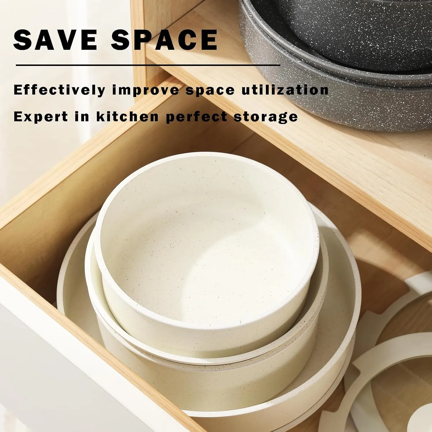 Non Stick Pot and Pan Set with Removable Handle, Ceramic Cookware Set Detachable Handle, 5pcs Induction Kitchen Camping Stackable Pots Pans, Dishwasher/Oven Safe, Pink, PTFE/PFOA/PFAS Free