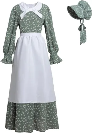 NSPSTT Prairie Dress Women Pioneer Dress Colonial Costume Women Amish Old Fashioned Floral Dresses