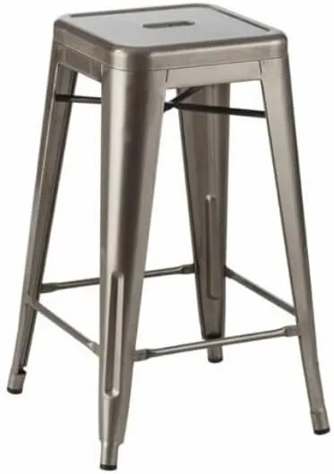 OCC Tolix Style Backless Metal Industrial Stacking Counter Height Stool Gunmetal - Set of 4
