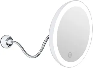 OGRAFF Wall Mounted Makeup Mirror, 10X Magnifying Vanity Mirror with Lights 360 Degree Rotation with Adjustable Goose Neck Portable Bathroom Mirror with Suction Cup for Dressing Table