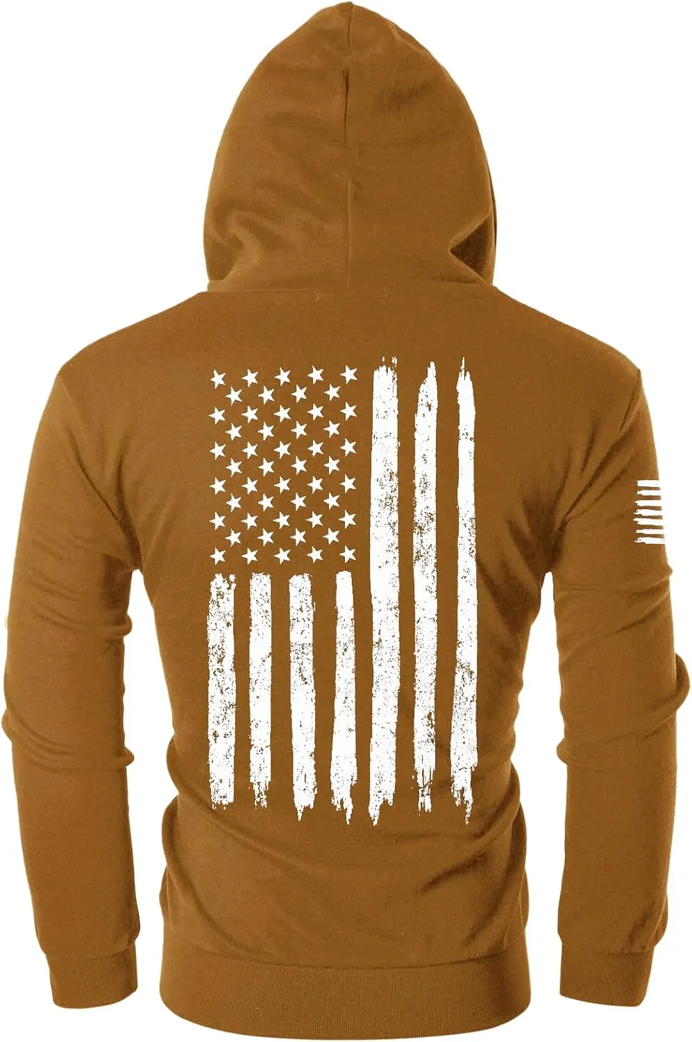 Ohoo Men's Slim Fit American Flag Hoodie Lightweight with Kangaroo Pocket