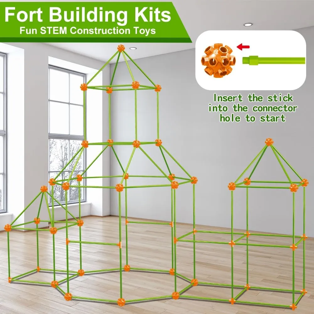 OleFun 180 Pack Fort Building Kits for Kids 4, 5, 6, 7, 8  Year Old Boys & Girls, Creative STEM Building Toys for DIY Castles, Tunnels, Play Tent, for Aged 5-8, 8-12