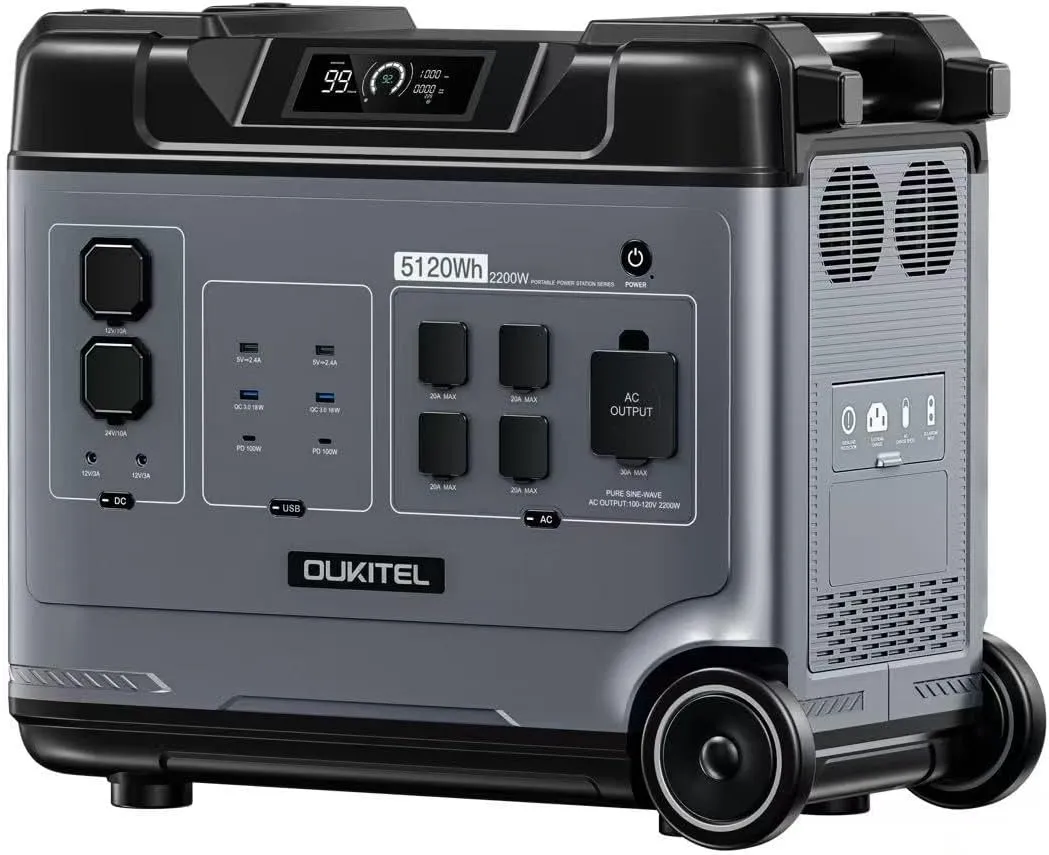 OUKITEL P5000 Solar Generator, 5120Wh Solar power station with 5x2200W AC Outlets (4000W Peak), 1800W Fast Charging, Emergency Power Station for Home, Camping & RVs, Battery Backup