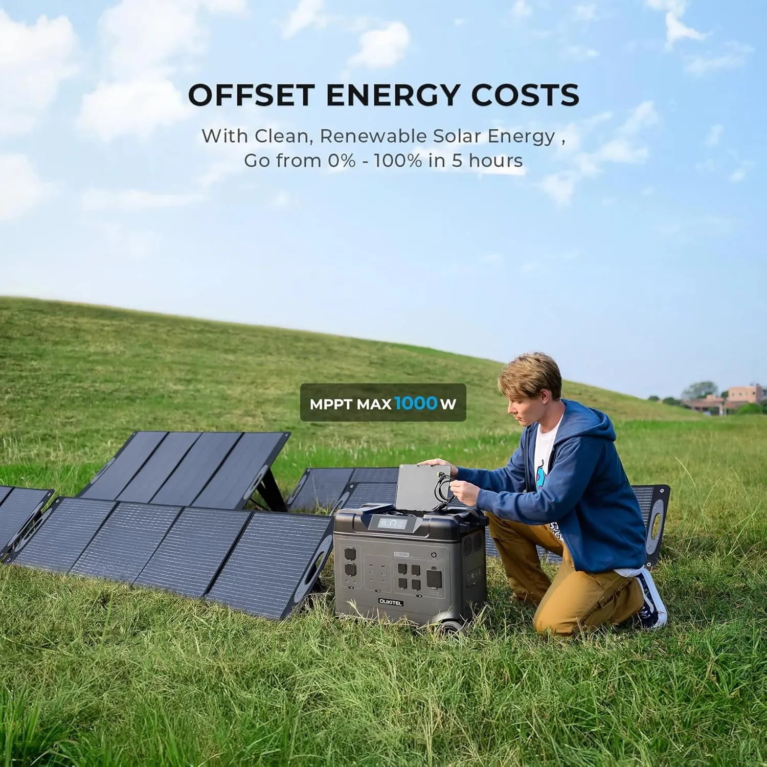 OUKITEL P5000 Solar Generator, 5120Wh Solar power station with 5x2200W AC Outlets (4000W Peak), 1800W Fast Charging, Emergency Power Station for Home, Camping & RVs, Battery Backup