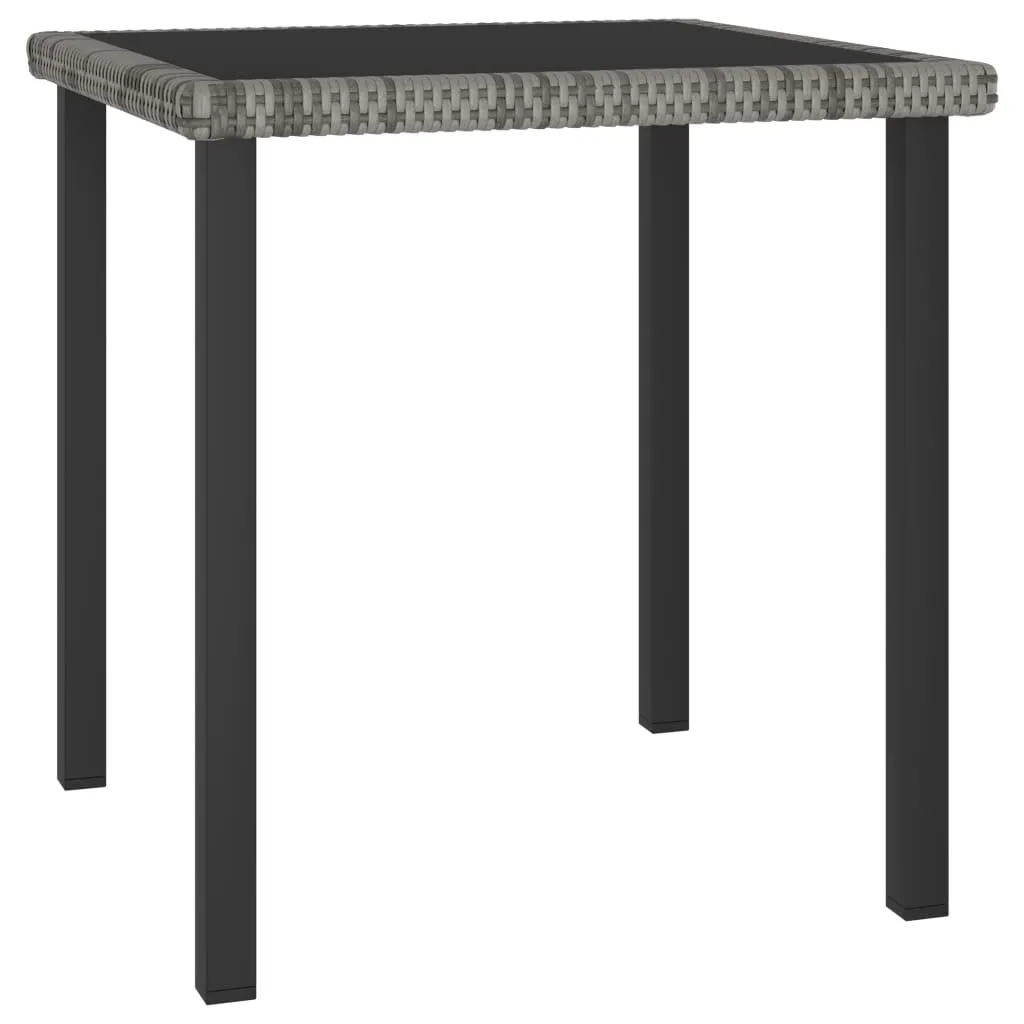Outdoor Dining Table Garden Porch Patio Table with Glass Top PE Rattan
