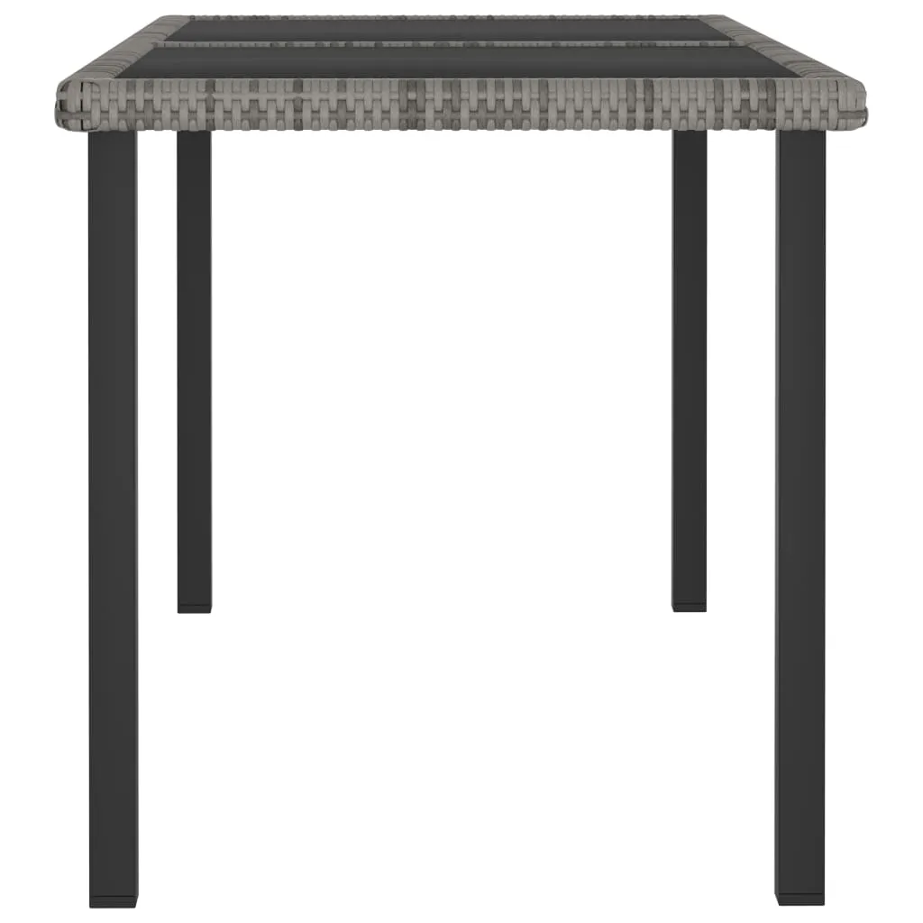 Outdoor Dining Table Garden Porch Patio Table with Glass Top PE Rattan