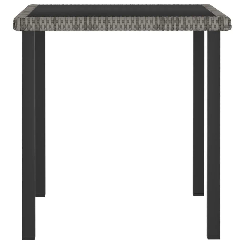 Outdoor Dining Table Garden Porch Patio Table with Glass Top PE Rattan