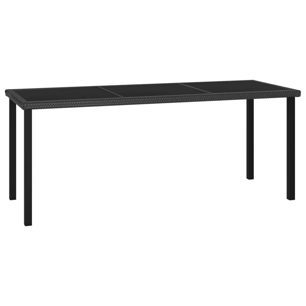 Outdoor Dining Table Garden Porch Patio Table with Glass Top PE Rattan