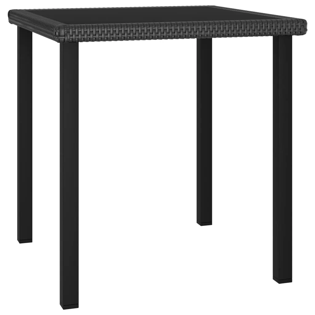 Outdoor Dining Table Garden Porch Patio Table with Glass Top PE Rattan