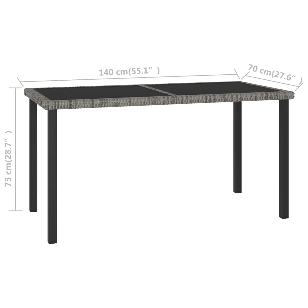 Outdoor Dining Table Garden Porch Patio Table with Glass Top PE Rattan
