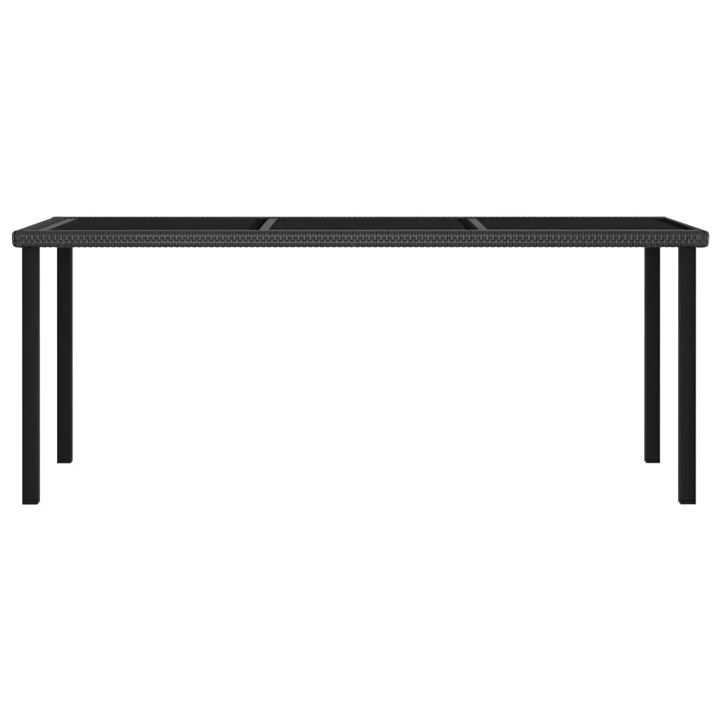 Outdoor Dining Table Garden Porch Patio Table with Glass Top PE Rattan
