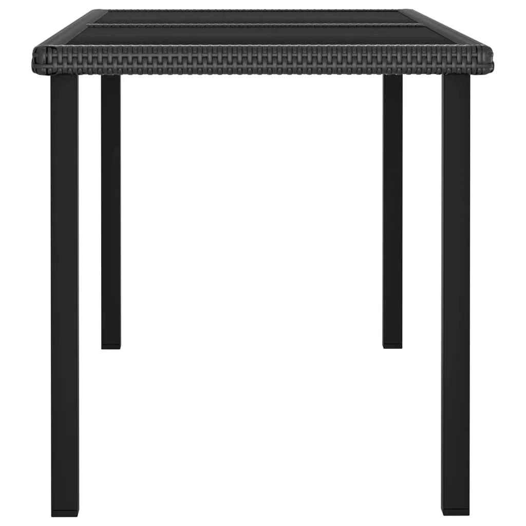 Outdoor Dining Table Garden Porch Patio Table with Glass Top PE Rattan