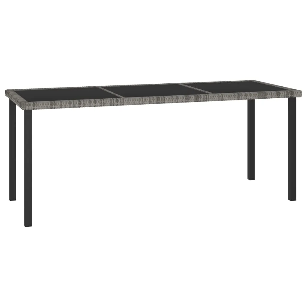 Outdoor Dining Table Garden Porch Patio Table with Glass Top PE Rattan