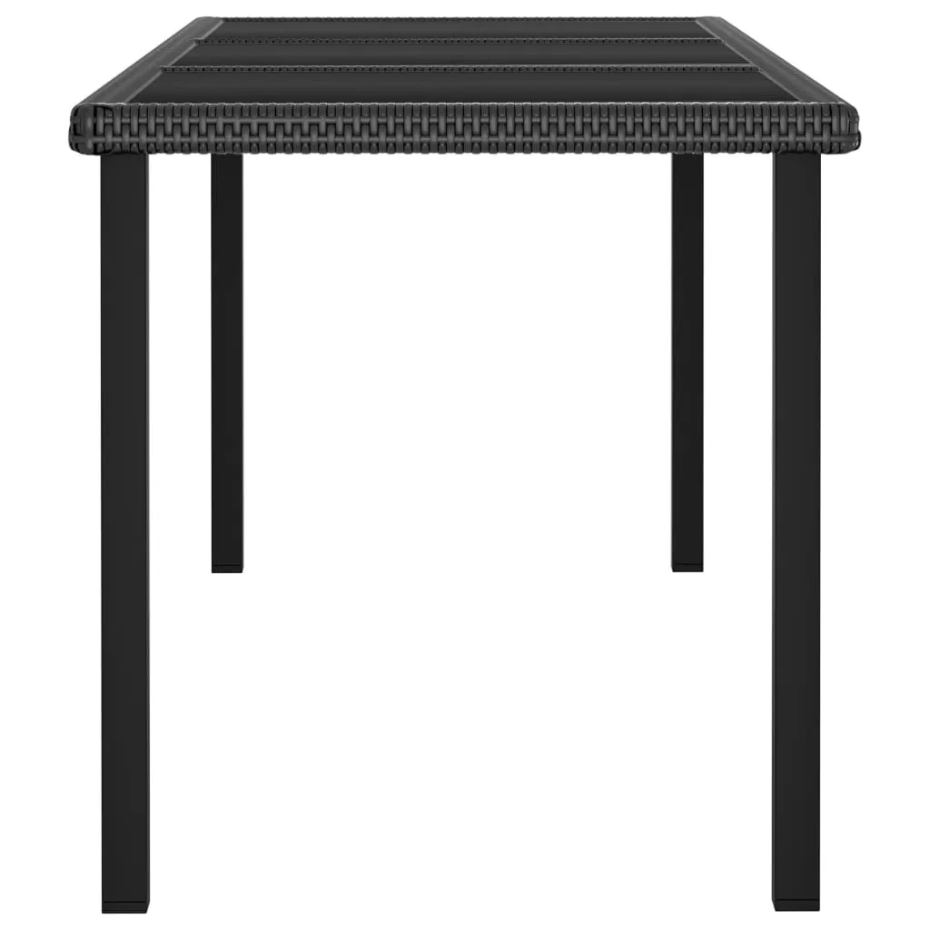 Outdoor Dining Table Garden Porch Patio Table with Glass Top PE Rattan