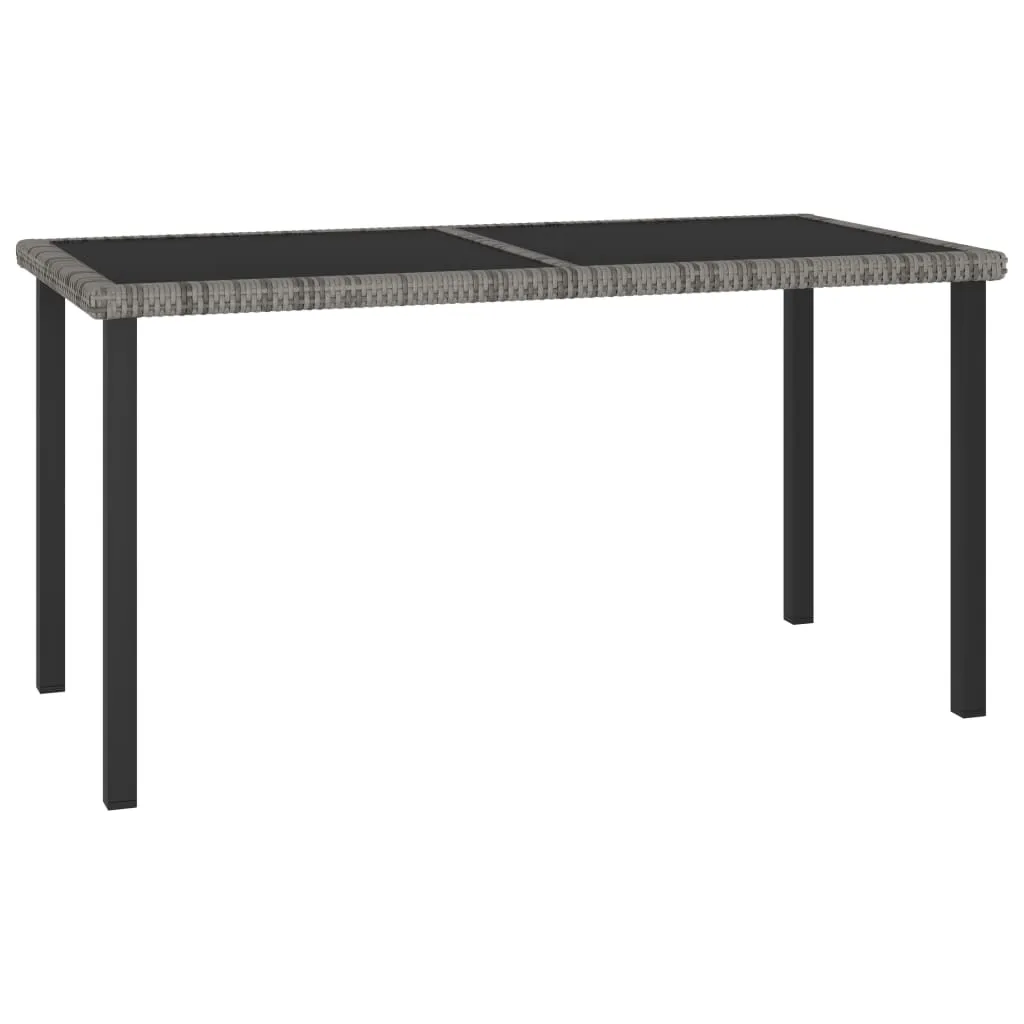 Outdoor Dining Table Garden Porch Patio Table with Glass Top PE Rattan