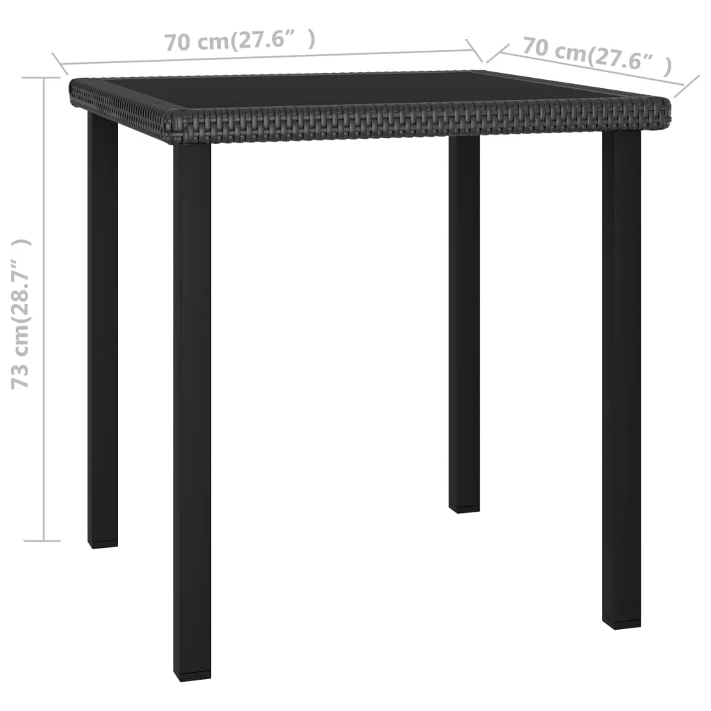 Outdoor Dining Table Garden Porch Patio Table with Glass Top PE Rattan