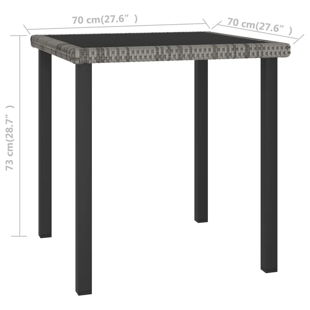 Outdoor Dining Table Garden Porch Patio Table with Glass Top PE Rattan
