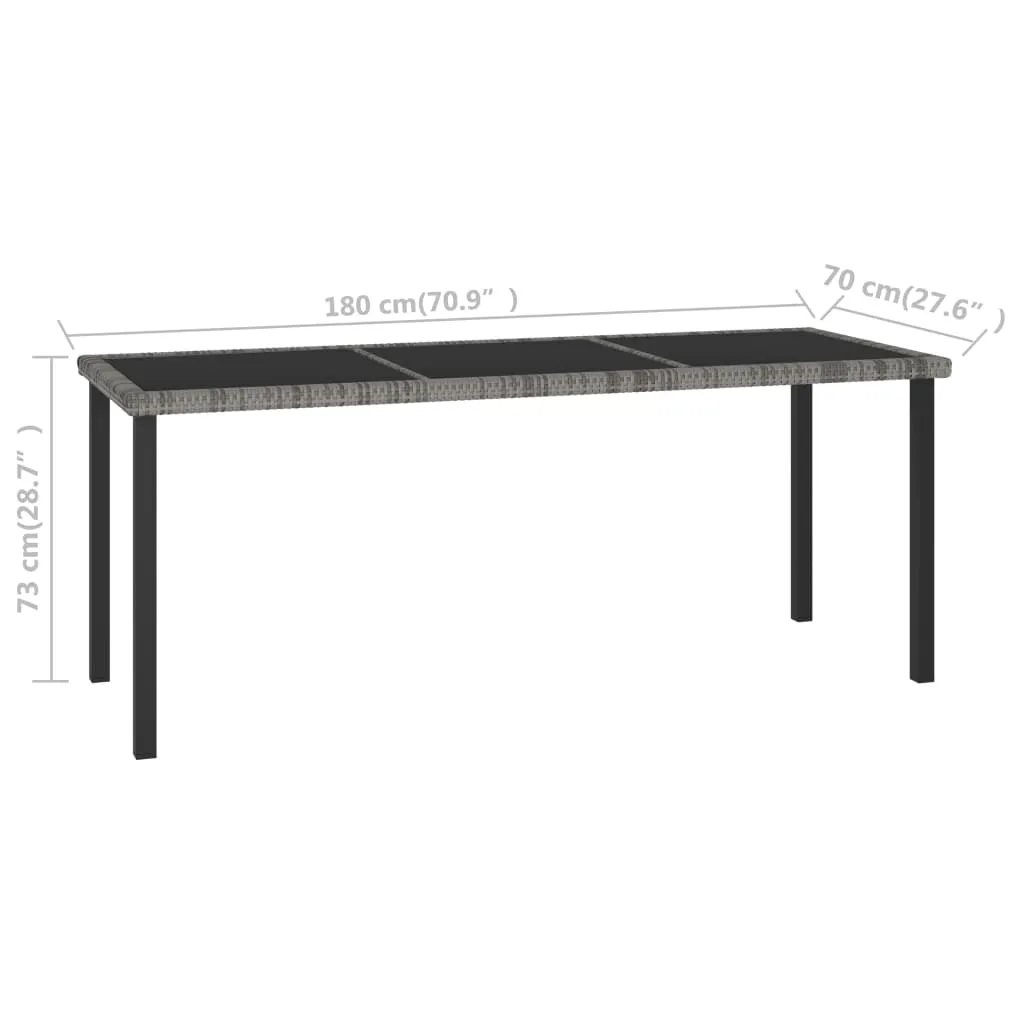 Outdoor Dining Table Garden Porch Patio Table with Glass Top PE Rattan