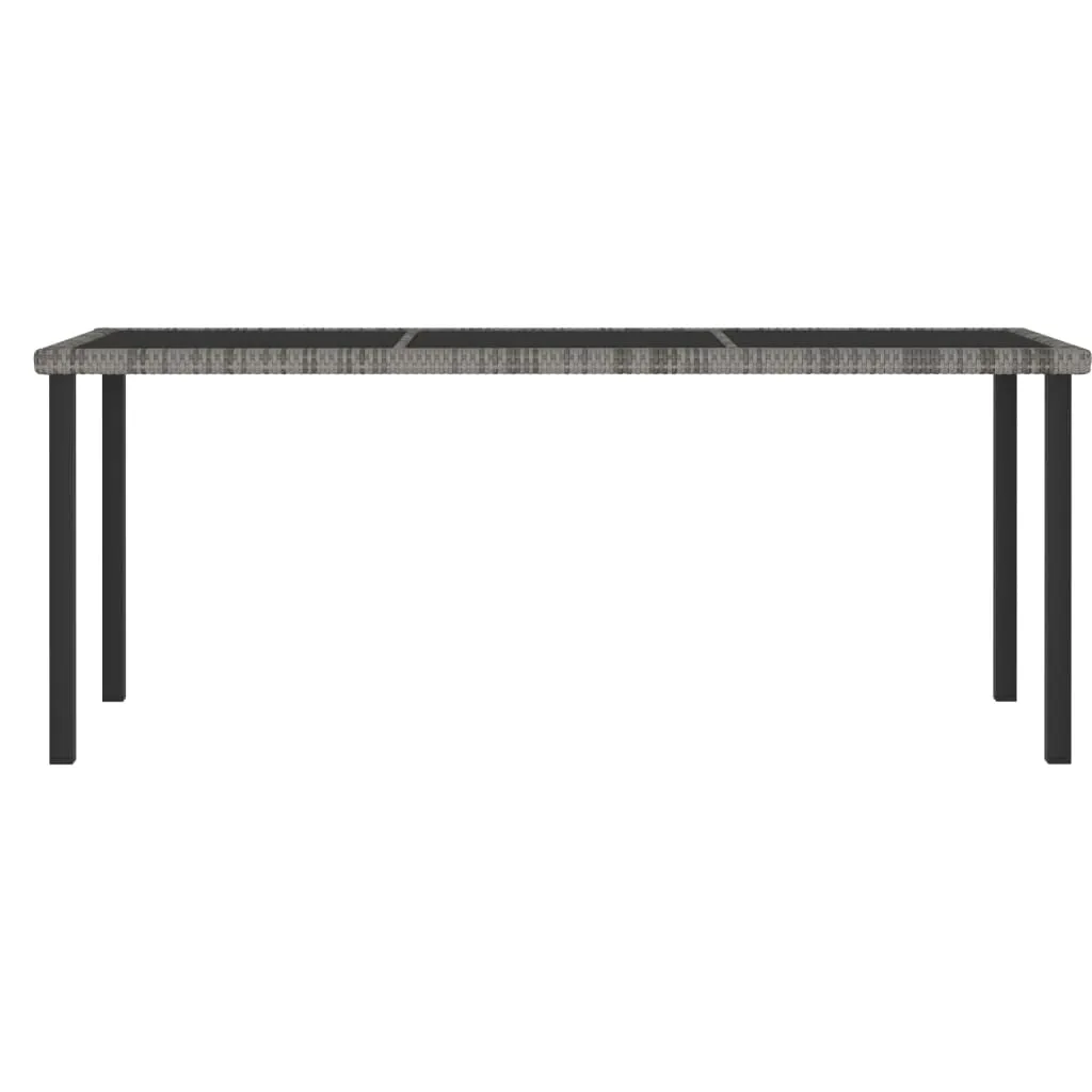 Outdoor Dining Table Garden Porch Patio Table with Glass Top PE Rattan