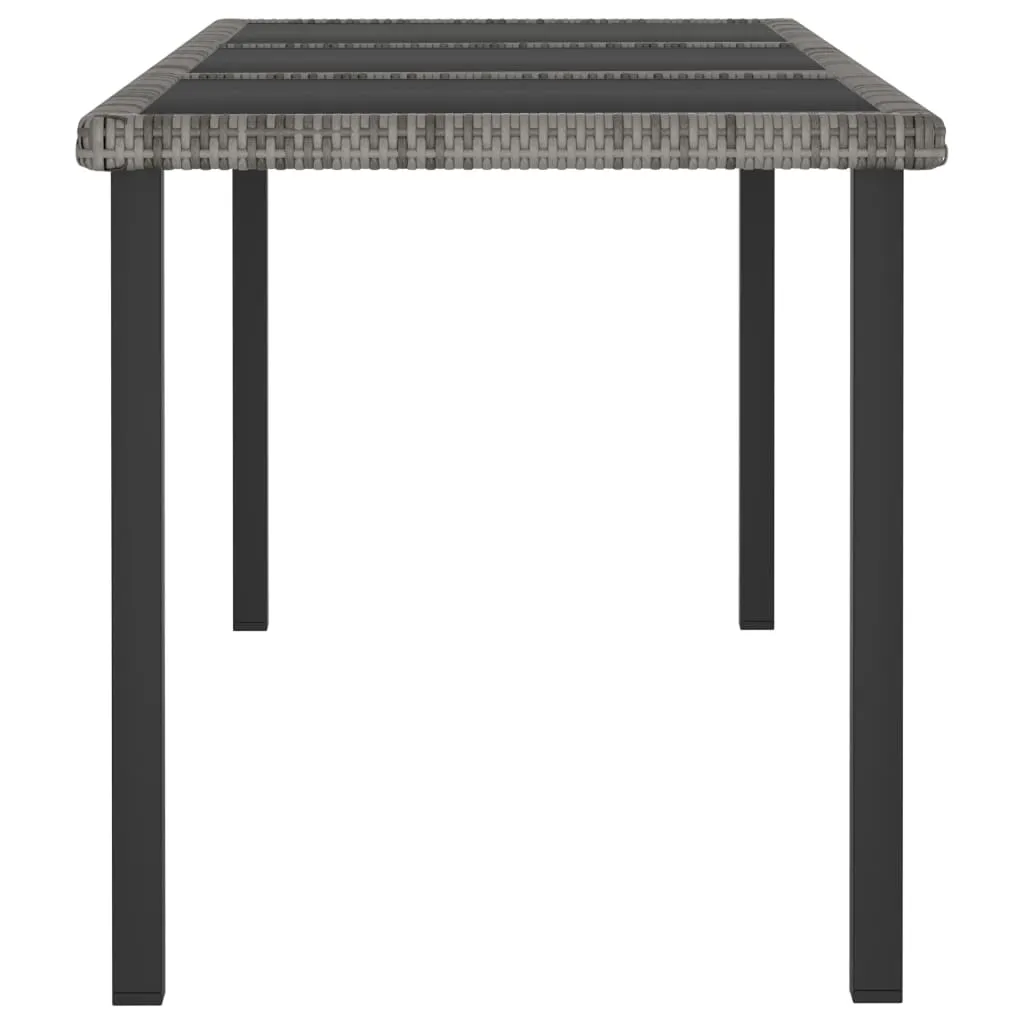 Outdoor Dining Table Garden Porch Patio Table with Glass Top PE Rattan
