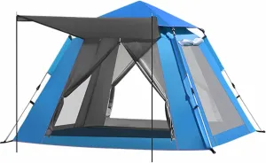 Outdoor Family Tent, Tent with top Rain fly, Foldable Portable Camping Tent, Pop-up Ventilated Backpacking Tent Suitable for Camping, Park, Picnic, Travel ( Color : Blue , Size : 94.4X94.4X61.0in/240X