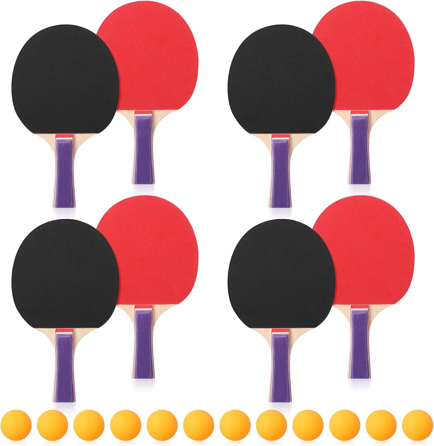 Outus 4 Pack Portable Table Tennis Set Table Tennis Paddle Kit 8 Table Tennis Paddles and 12 Balls Table Tennis Racket Player Set for Starter Indoor Outdoor