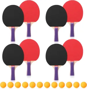 Outus 4 Pack Portable Table Tennis Set Table Tennis Paddle Kit 8 Table Tennis Paddles and 12 Balls Table Tennis Racket Player Set for Starter Indoor Outdoor