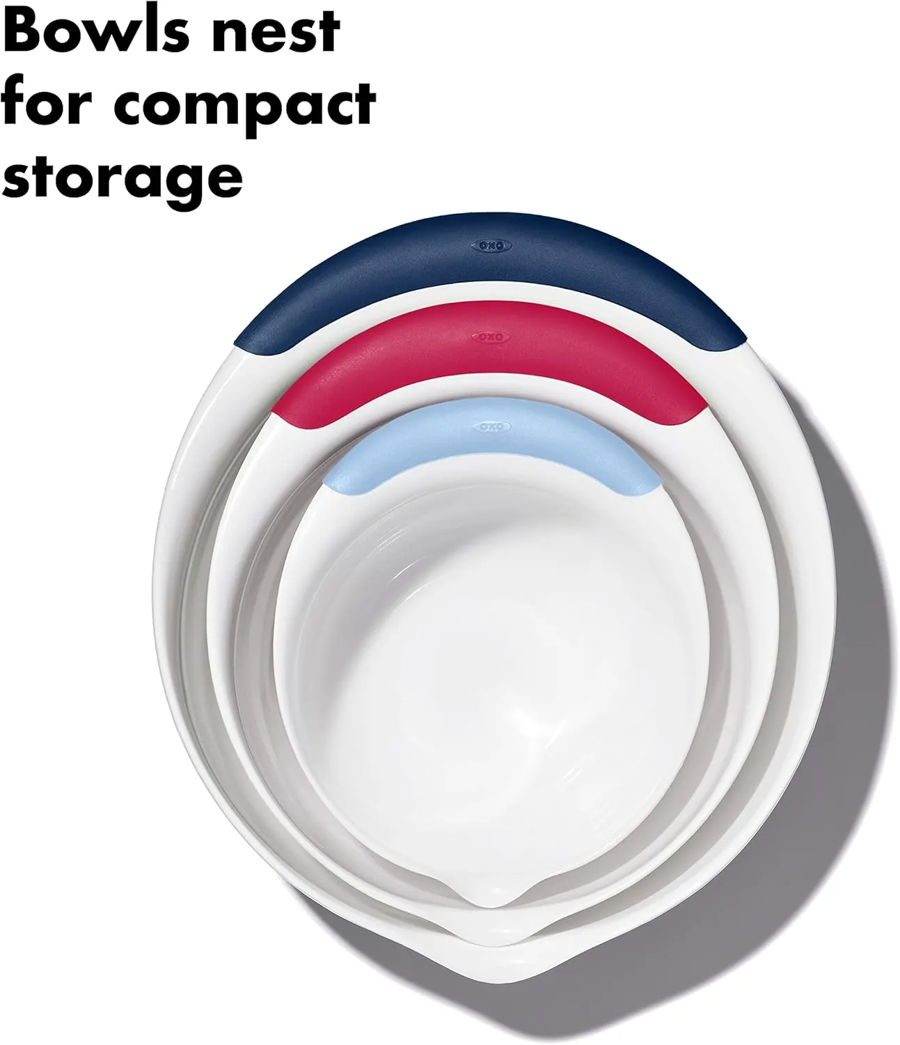 OXO,plastic Good Grips 3-Piece Mixing Bowl Set – Blueberry, Jam & Seltzer Handles​,4.7 LITERS, Large