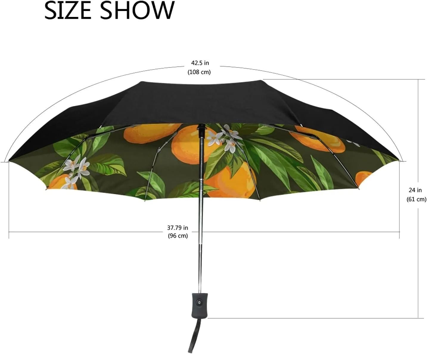 Oyihfvs Auto Open/Close Folding Umbrella, Strong Inner Print Travel Rain Umbrella, Portable Automatic Compact Sun Parasol with UV Protection
