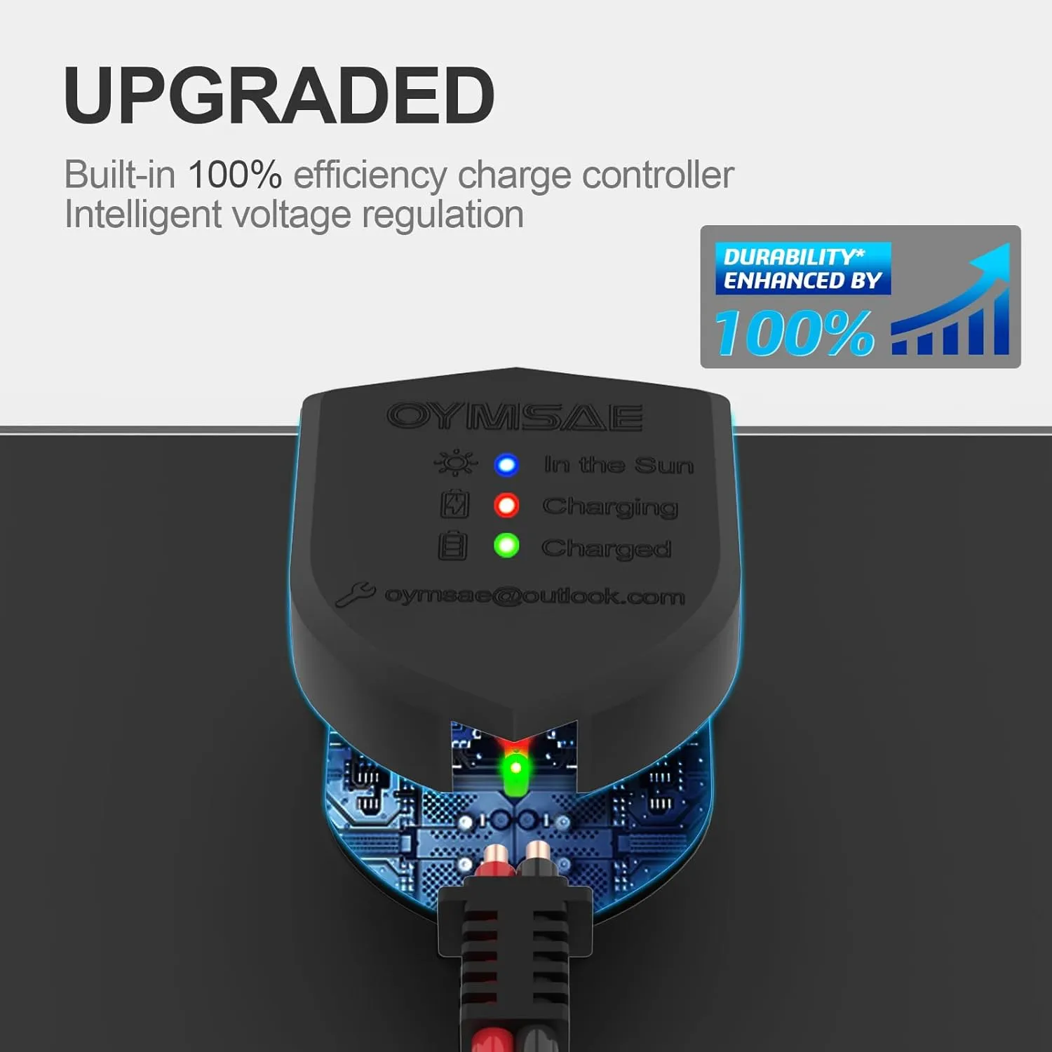 OYMSAE 20W 12V Solar Panel Car Battery Charger Portable Waterproof Power Trickle Battery Charger & Maintainer for Car Boat Automotive RV with Cigarette Lighter Plug & Alligator Clip