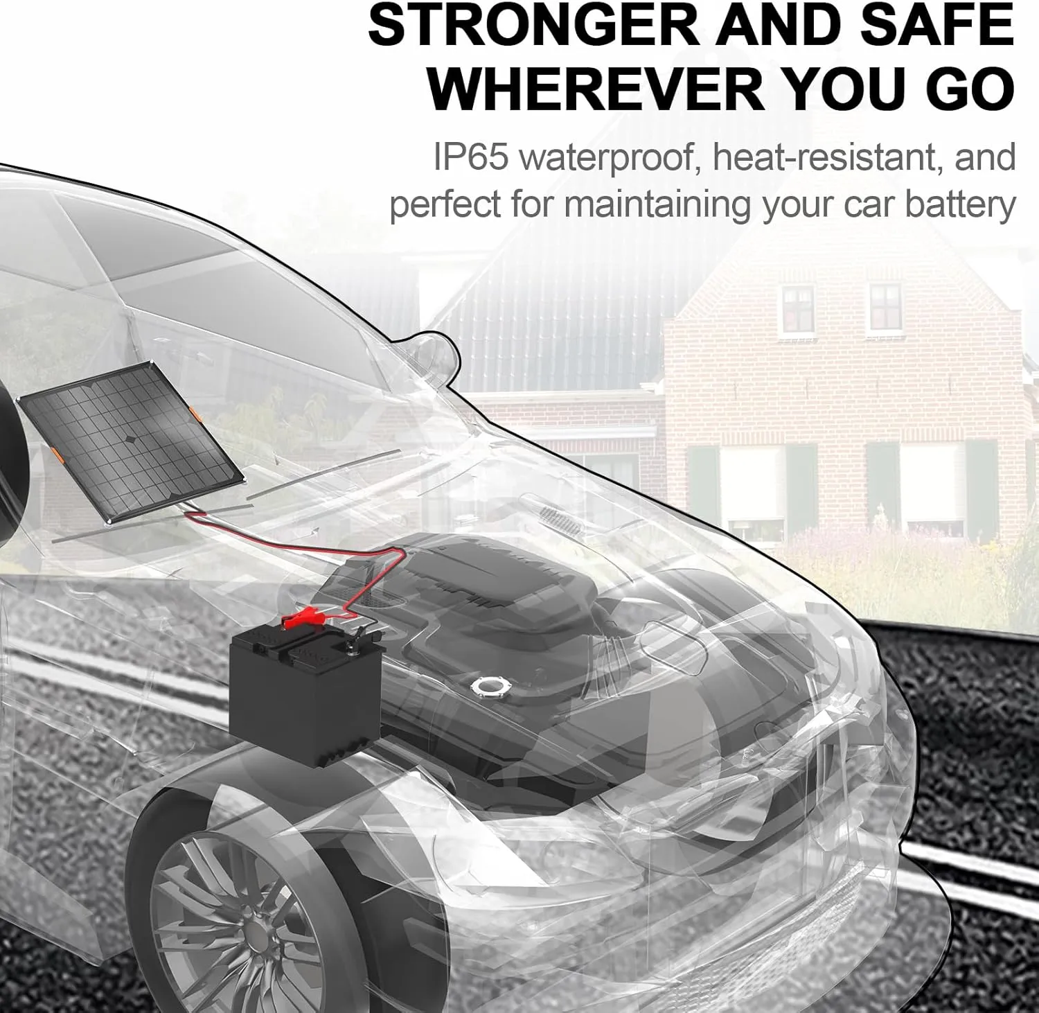 OYMSAE 20W 12V Solar Panel Car Battery Charger Portable Waterproof Power Trickle Battery Charger & Maintainer for Car Boat Automotive RV with Cigarette Lighter Plug & Alligator Clip