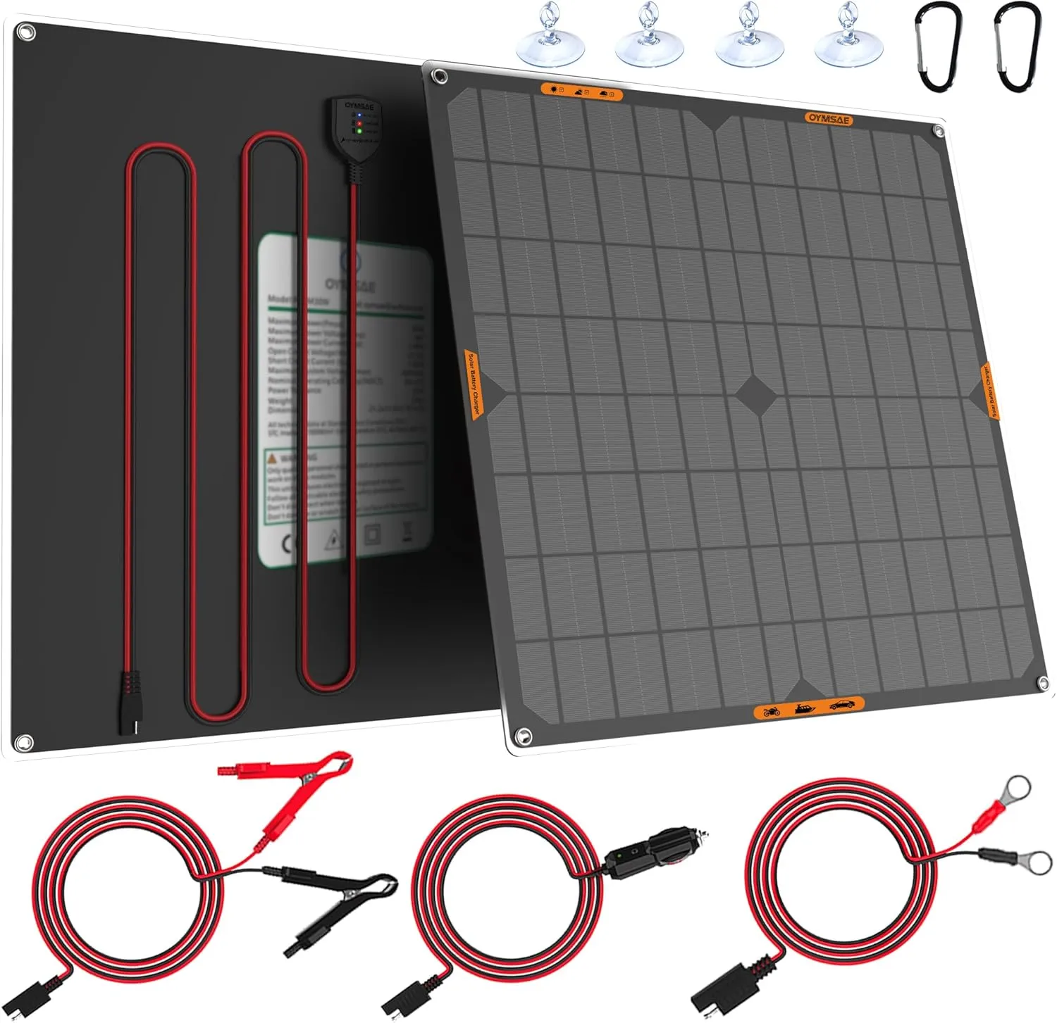 OYMSAE 20W 12V Solar Panel Car Battery Charger Portable Waterproof Power Trickle Battery Charger & Maintainer for Car Boat Automotive RV with Cigarette Lighter Plug & Alligator Clip
