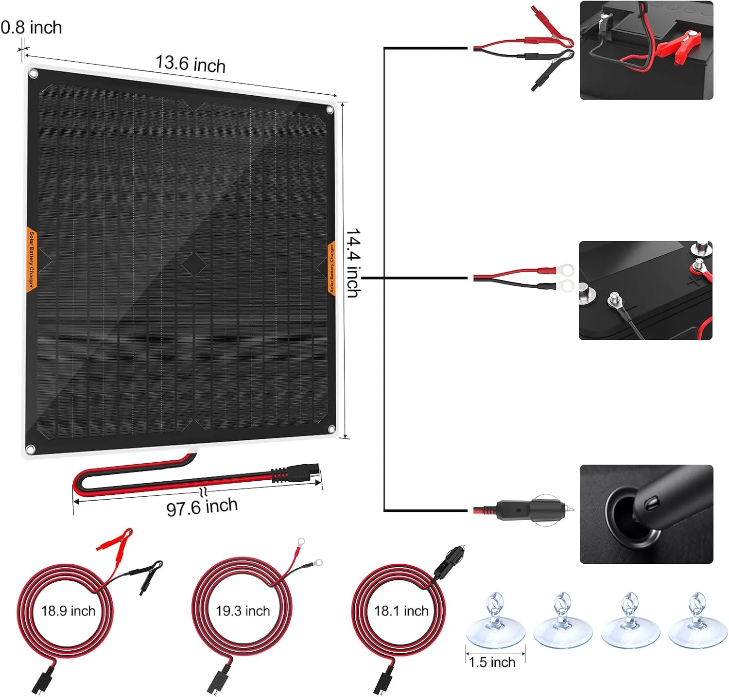 OYMSAE 20W 12V Solar Panel Car Battery Charger Portable Waterproof Power Trickle Battery Charger & Maintainer for Car Boat Automotive RV with Cigarette Lighter Plug & Alligator Clip