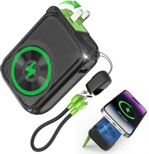 P05 Magnetic 10000mAh Power Bank USB C With Foldable Wall Plug Type C Portable Chargers Mag safe Battery Pack for iPhone Wireless Charger 22.5W Fast Charging TypeC to 20W Light*ing BuiltIn Cable USBA