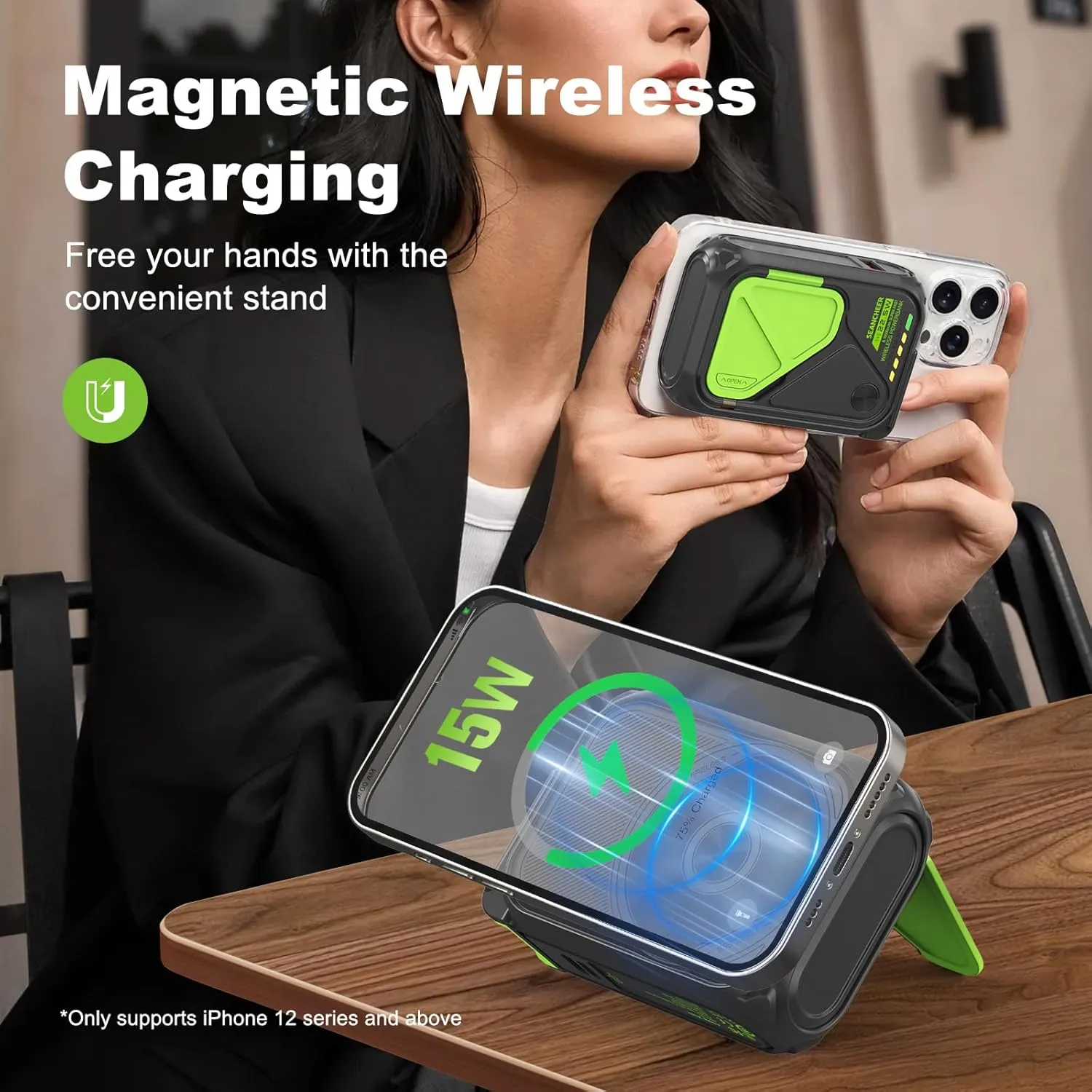 P05 Magnetic 10000mAh Power Bank USB C With Foldable Wall Plug Type C Portable Chargers Mag safe Battery Pack for iPhone Wireless Charger 22.5W Fast Charging TypeC to 20W Light*ing BuiltIn Cable USBA