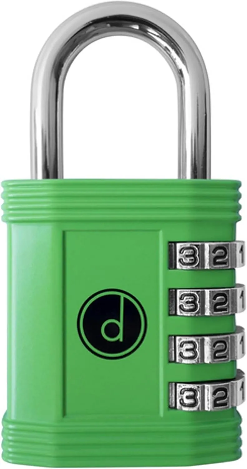 Padlock 4 Digit Combination Lock - for Gym School Locker, Outdoor Gate, Shed, Fence, and Storage - Weatherproof Metal - Keyless, Easy to Set, Resettable - Green