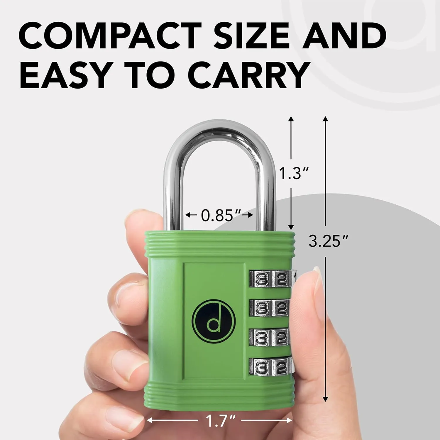 Padlock 4 Digit Combination Lock - for Gym School Locker, Outdoor Gate, Shed, Fence, and Storage - Weatherproof Metal - Keyless, Easy to Set, Resettable - Green
