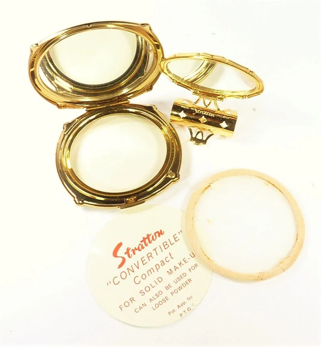 Pale Bluey Grey Enamel Stratton Makeup Compact And Lipstick Holder Set 1960s